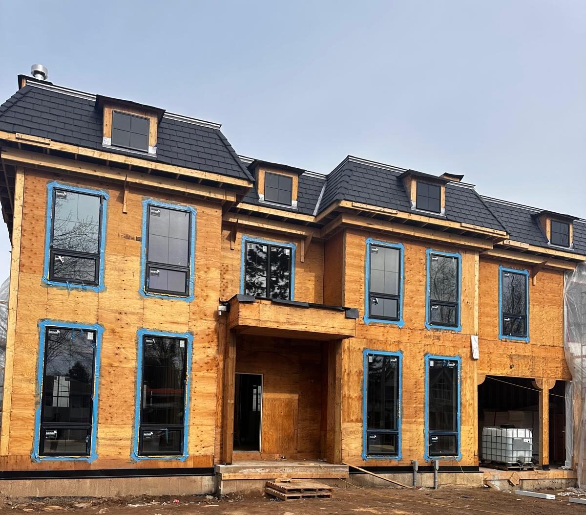 Two-storey house with large windows